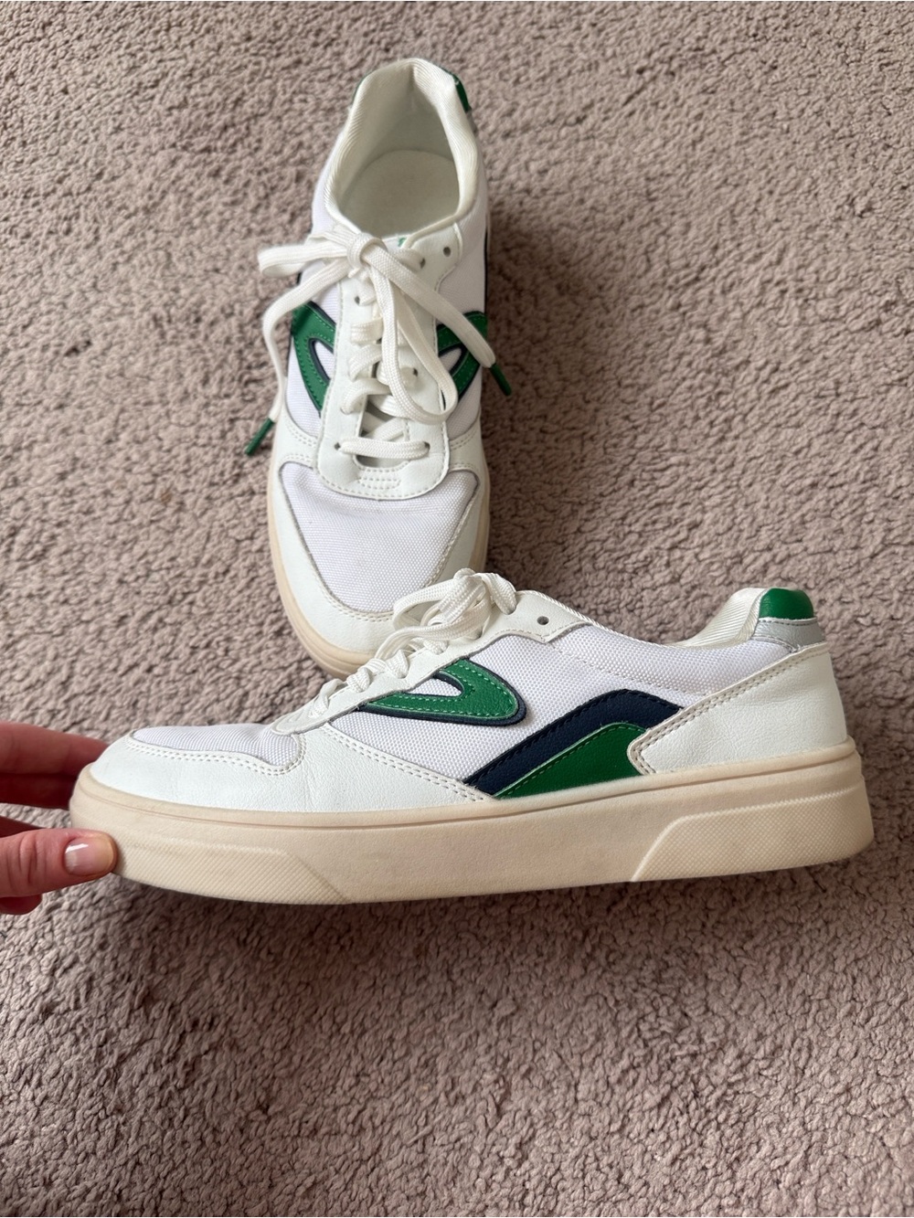 TRETORN White and Green Low-Top Sneakers - Picture 4 of 8